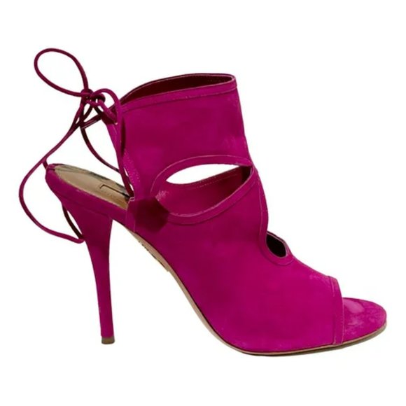 NEW AQUAZZURA Sexy Thing cutout suede sandals Iris EU39.5 US8.5